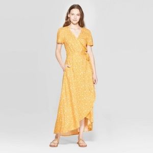 NWOT Universal Thread Yellow Floral Wrap Dress